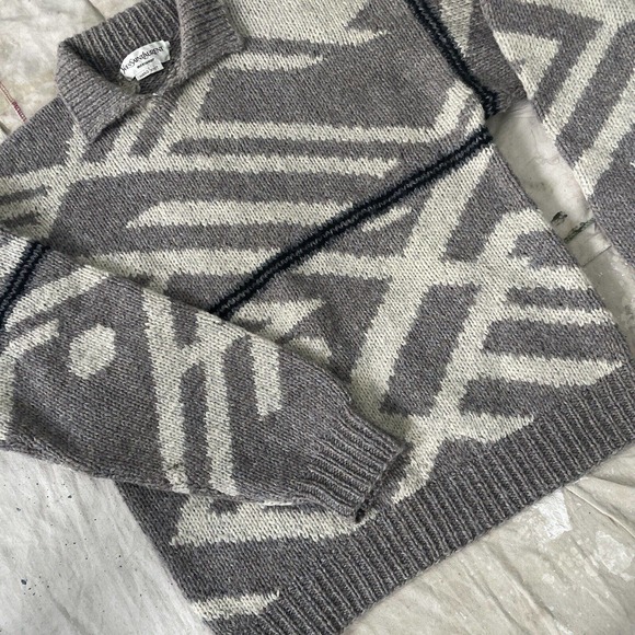 Vintage 80s 90s Yves Saint Laurent Handknit Collared Chunky Pullover Sweater - Picture 5 of 5
